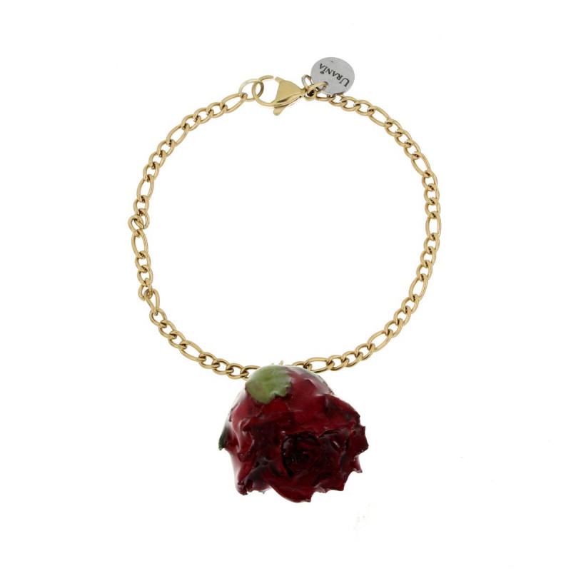 BRACCIALE PETALI PREZIOSI CON ROSA MM 15 IN ACCIAIO