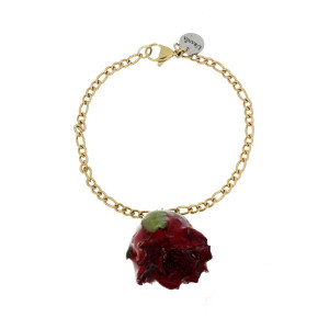 BRACCIALE PETALI PREZIOSI CON ROSA MM 15 IN ACCIAIO