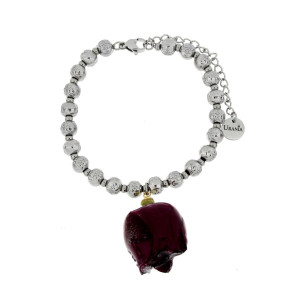 BRACCIALE PETALI PREZIOSI CON ROSA MM 15 IN ACCIAIO