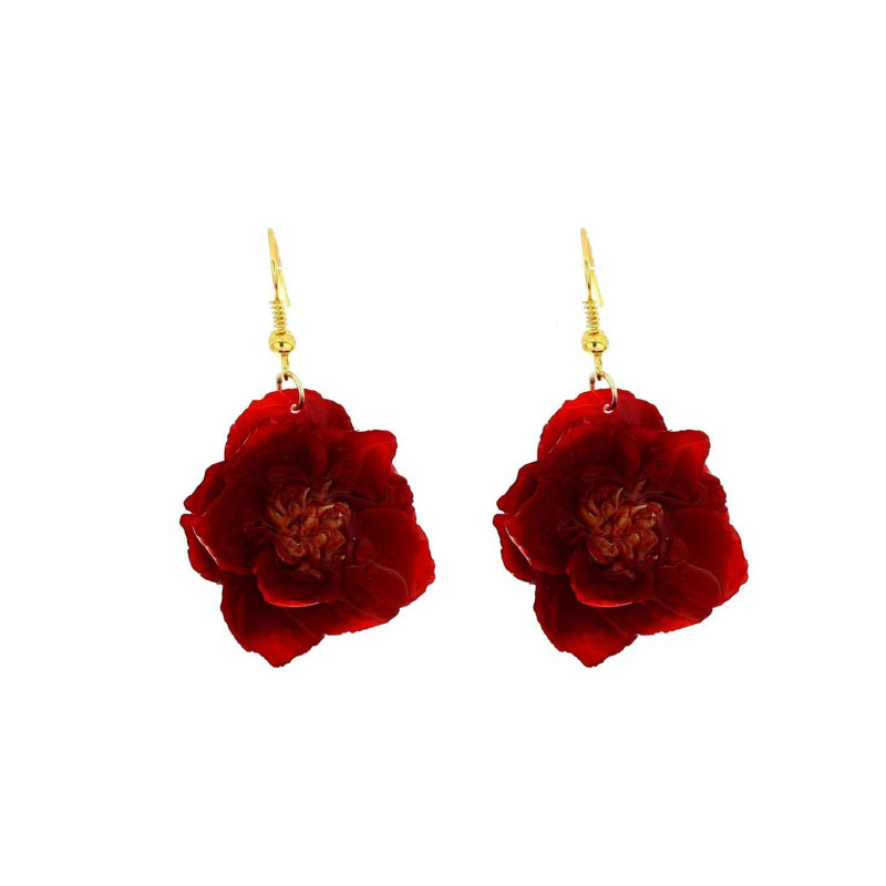 ORECCHINI PETALI PREZIOSI CON ROSA IN ACCIAIO