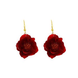 ORECCHINI PETALI PREZIOSI CON ROSA IN ACCIAIO