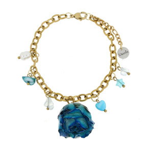 BRACCIALE PETALI PREZIOSI CON ROSA MM 15 IN ACCIAIO