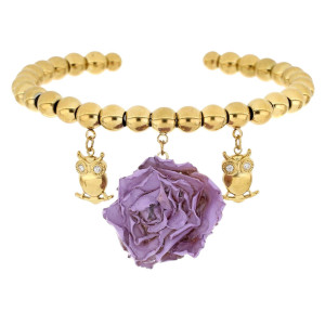 BRACCIALE PETALI PREZIOSI CON ROSA MM 15 IN ACCIAIO
