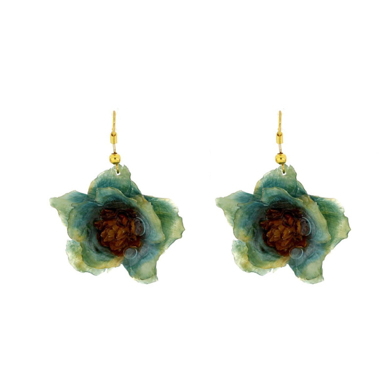 ORECCHINI PETALI PREZIOSI CON FIORE IN ACCIAIO