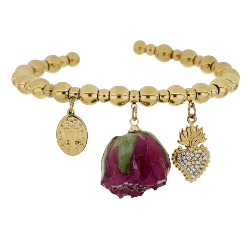 BRACCIALE PETALI PREZIOSI IN ACCIAIO
