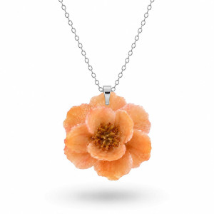 PENDENTE PETALI PREZIOSI CM 40+5 CON ROSA IN ACCIAIO