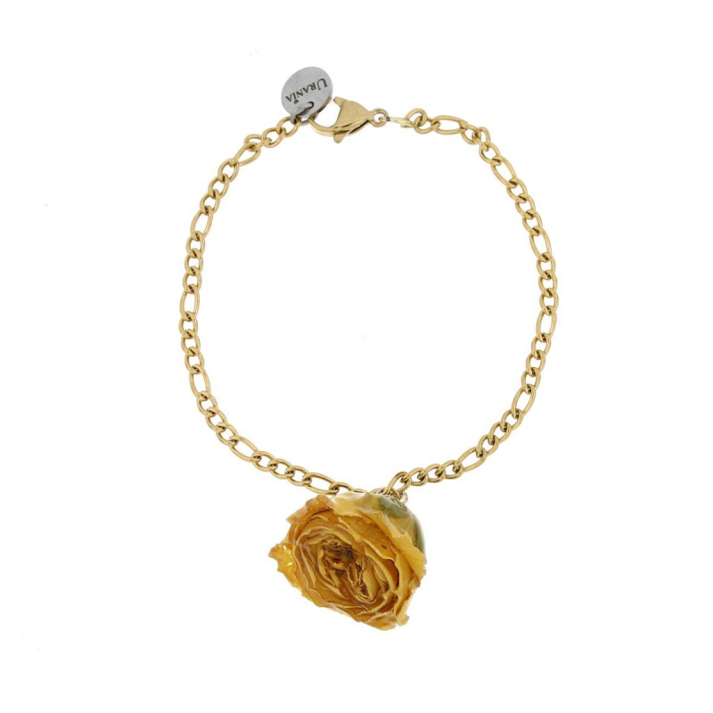 BRACCIALE PETALI PREZIOSI CON ROSA MM 15 IN ACCIAIO
