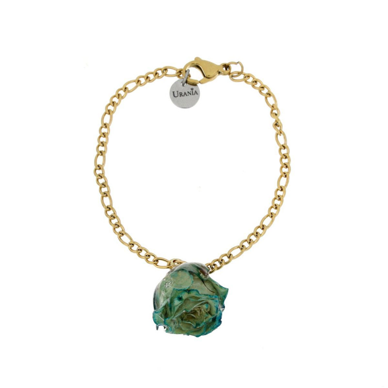 BRACCIALE PETALI PREZIOSI CON ROSA MM 15 IN ACCIAIO