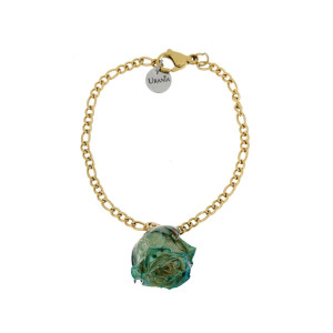 BRACCIALE PETALI PREZIOSI CON ROSA MM 15 IN ACCIAIO