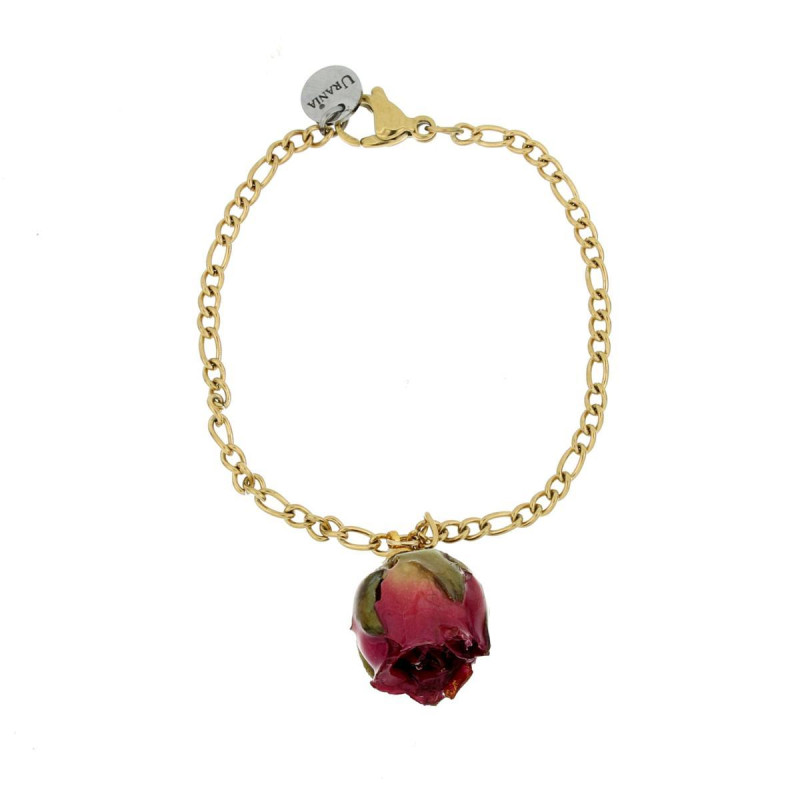 BRACCIALE PETALI PREZIOSI CON ROSA MM 15 IN ACCIAIO