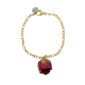 BRACCIALE PETALI PREZIOSI CON ROSA MM 15 IN ACCIAIO