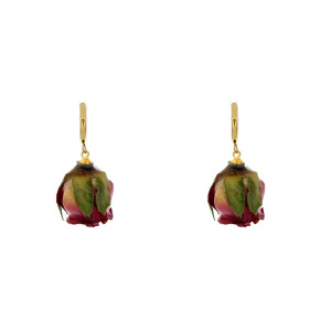 ORECCHINI PETALI PREZIOSI CON ROSA IN ACCIAIO
