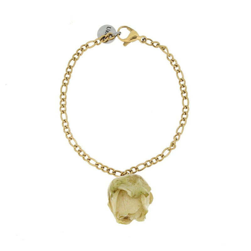 BRACCIALE PETALI PREZIOSI CON ROSA MM 15 IN ACCIAIO