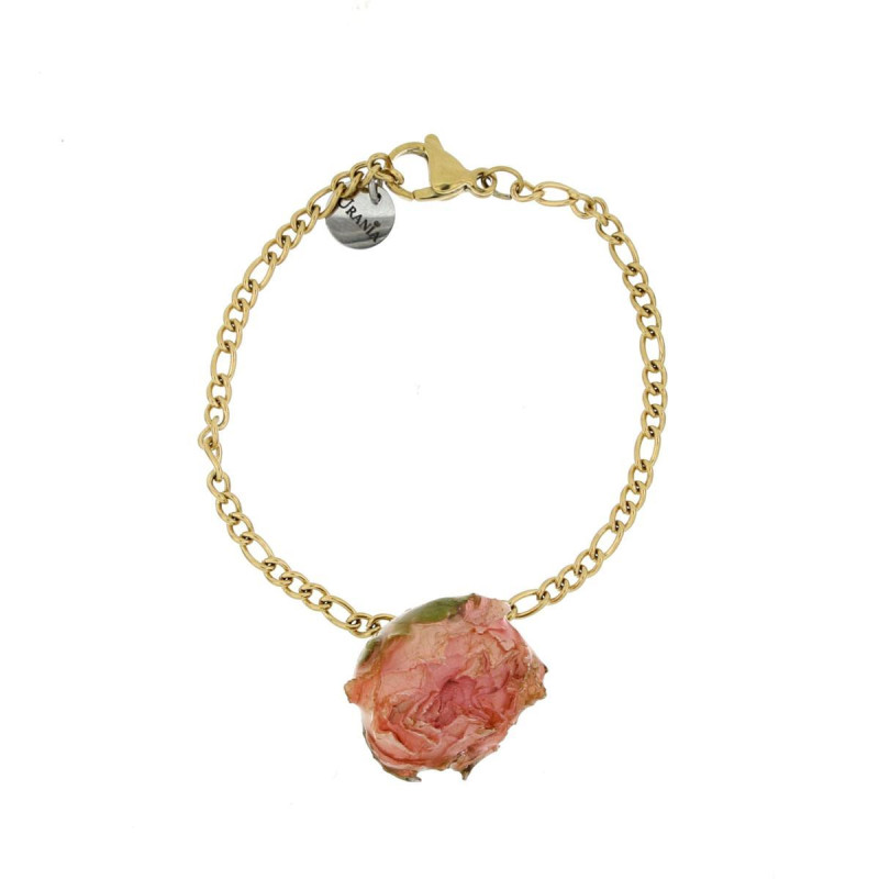 BRACCIALE PETALI PREZIOSI CON ROSA MM 15 IN ACCIAIO