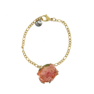 BRACCIALE PETALI PREZIOSI CON ROSA MM 15 IN ACCIAIO