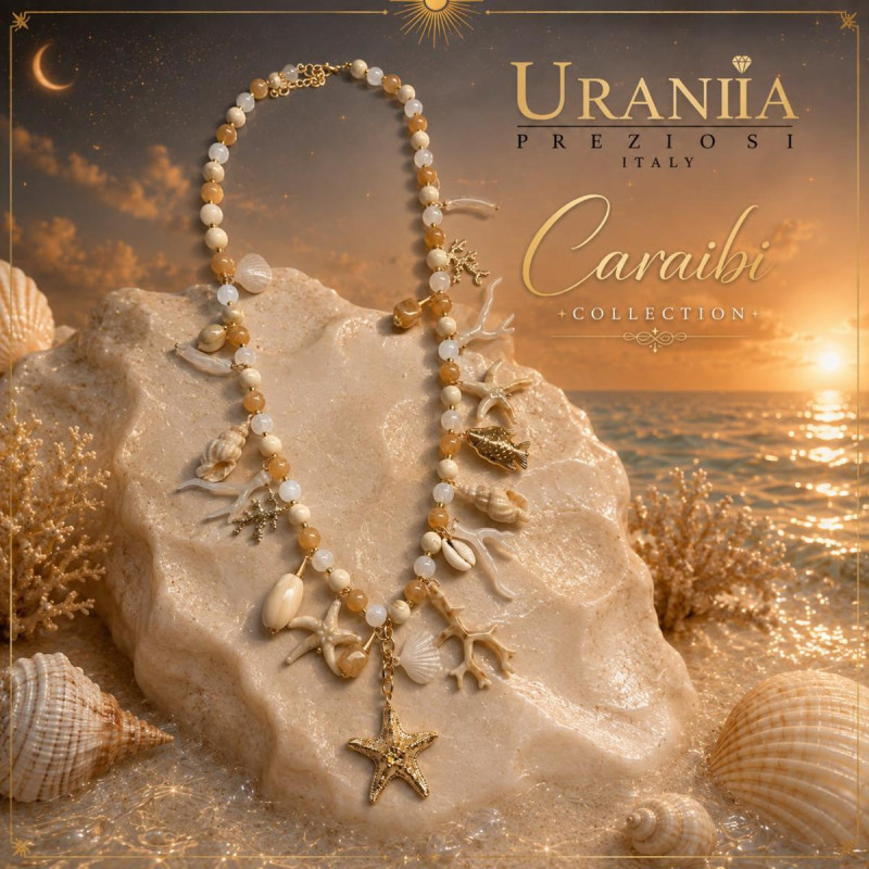 COLLANA CARAIBI IN ACCIAIO CM 82+7