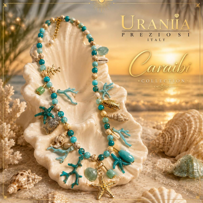 COLLANA CARAIBI IN ACCIAIO CM 82+7