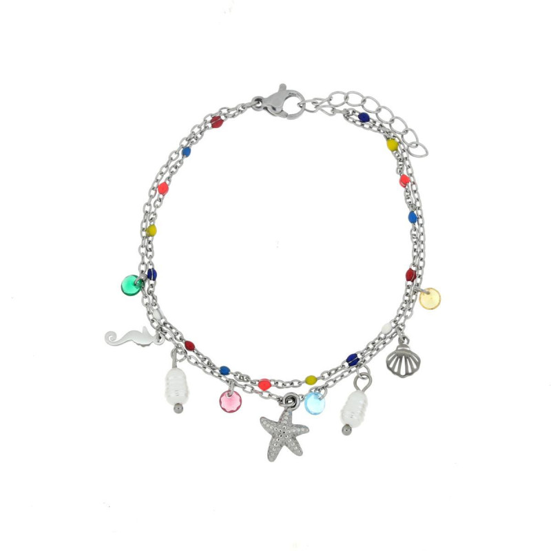 BRACCIALE CARAIBI IN ACCIAIO CM 16+3