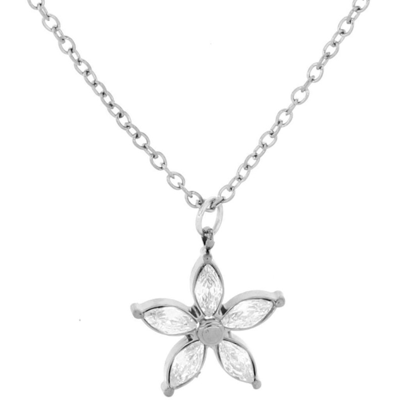 PENDENTE "ADANA" CON FIORE MM 20 IN ACCIAIO