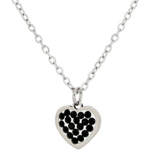 PENDENTE ADANA CON CUORE E ZIRCONI CM 47+5 IN ACCIAIO