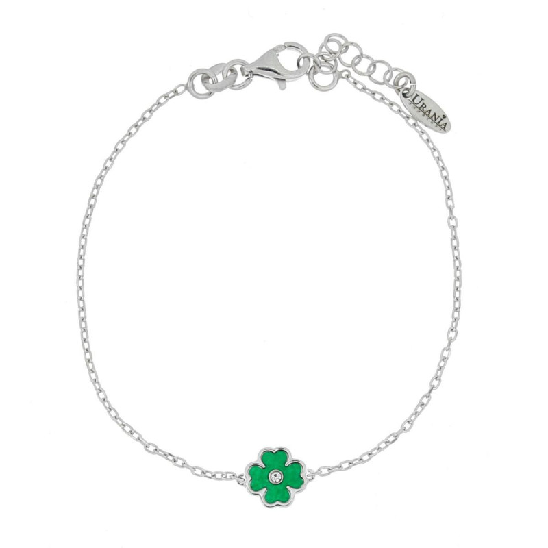 BRACCIALE "BABY" CM 16+2 E QUADRIFOGLIO MM 8 IN ARGENTO 925