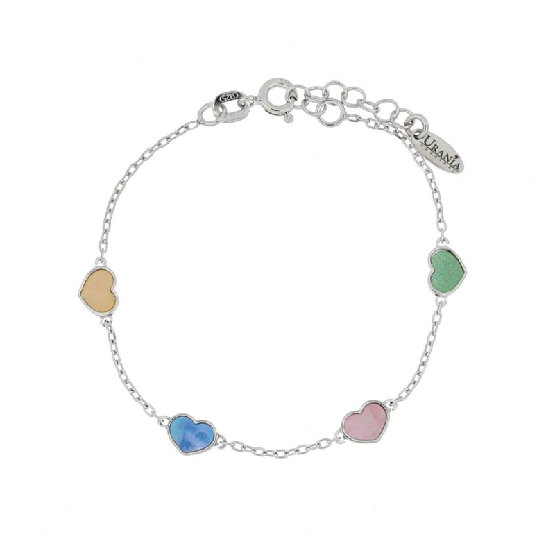 BRACCIALE "BABY" CM 16+2 E CUORI MM 5 IN ARGENTO 925