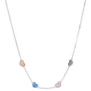 COLLANA "BABY" CM 30+3 E CUORI MM 5 IN ARGENTO 925