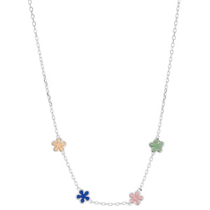COLLANA "BABY" CM 30+3 E FIORI MM 6 IN ARGENTO 925
