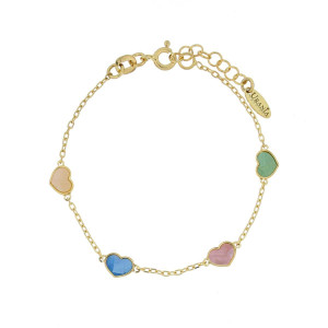 BRACCIALE "BABY" CM 16+2 E CUORI MM 5 IN ARGENTO 925