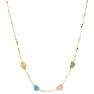 COLLANA "BABY" CM 30+3 E CUORI MM 5 IN ARGENTO 925
