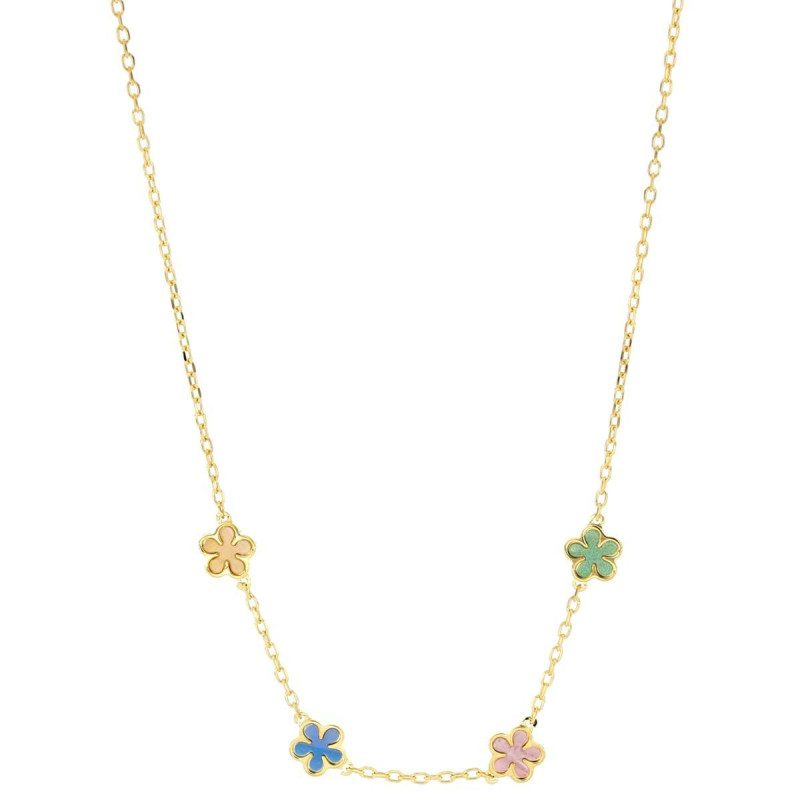 COLLANA "BABY" CM 30+3 E FIORI MM 6 IN ARGENTO 925