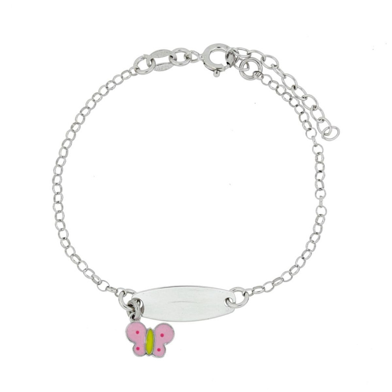 BRACCIALE "BABY" CON TARGA IN ARGENTO 925 FARFALLA