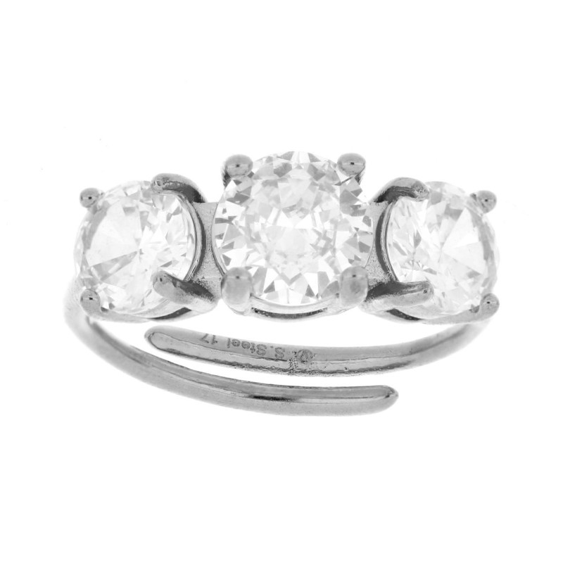ANELLO KAYRO IN ACCIAIO ZIRCONE MM 6 MM 7