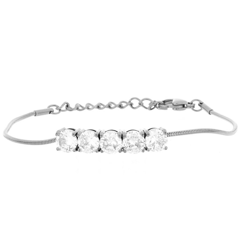 BRACCIALE KAYRO CM 16+3 IN ACCIAIO ZIRCONE MM 6