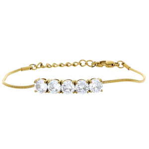 BRACCIALE KAYRO CM 16+3 IN ACCIAIO ZIRCONE MM 6