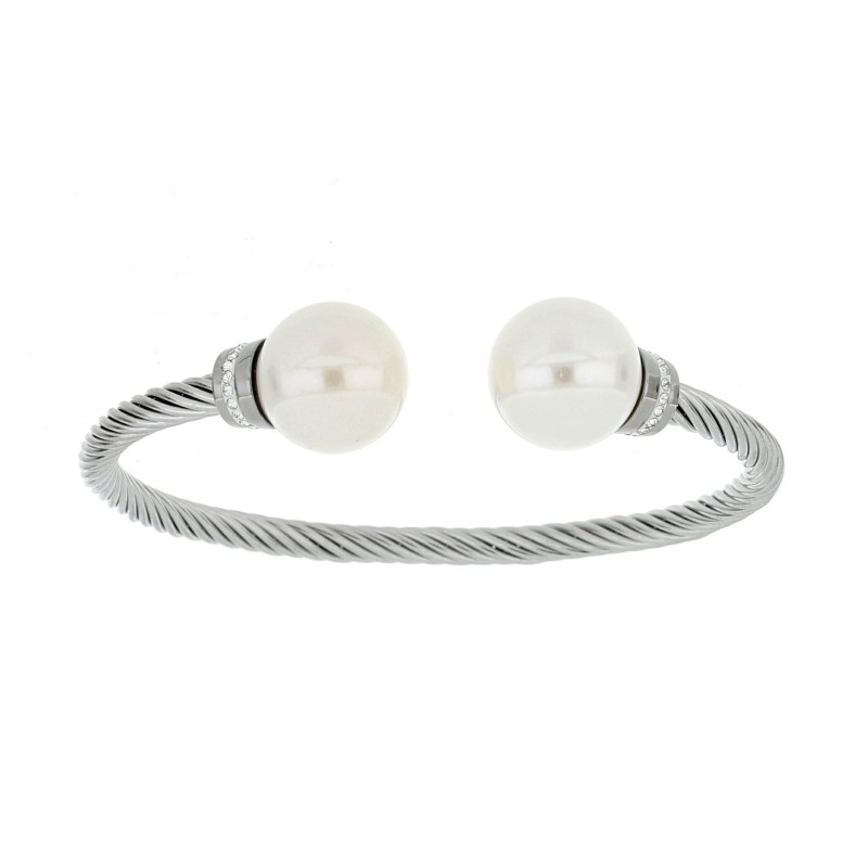 BRACCIALE KAYRO IN ACCIAIO PERLA MM 14