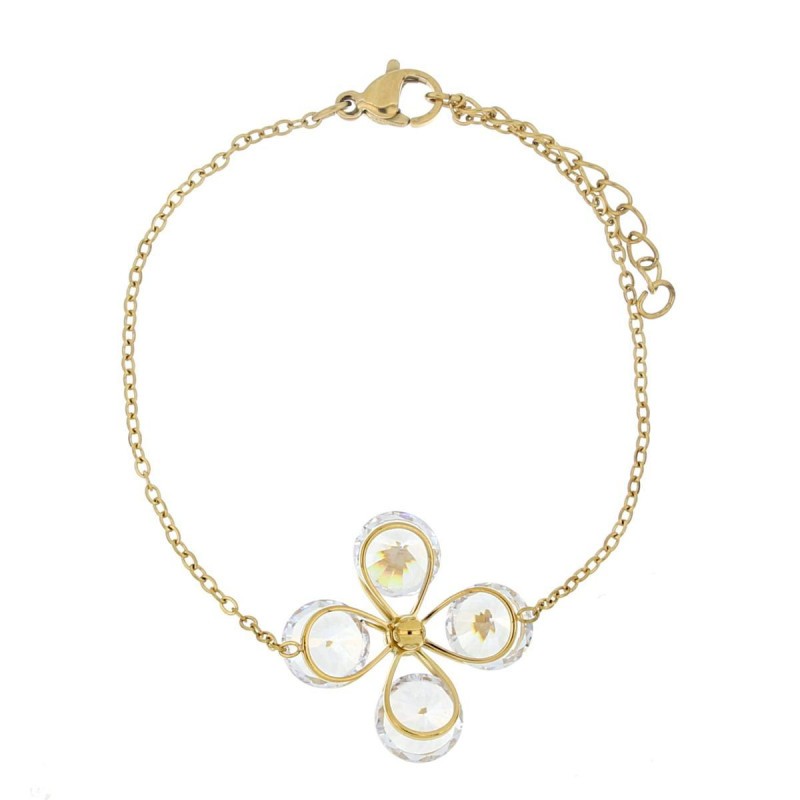 BRACCIALE THALIA CM 16+3 CON FIORE MM 22 IN ACCIAIO