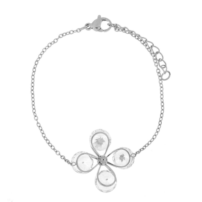BRACCIALE THALIA CM 16+3 CON FIORE MM 22 IN ACCIAIO