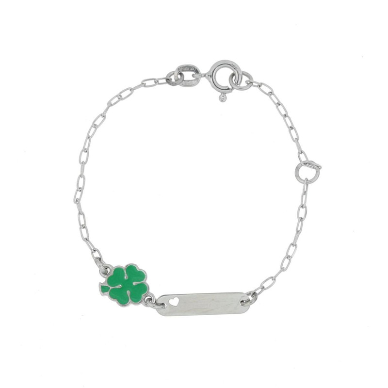 BRACCIALE BABY CM 13 CON QUADRIFOGLIO IN ARGENTO 925