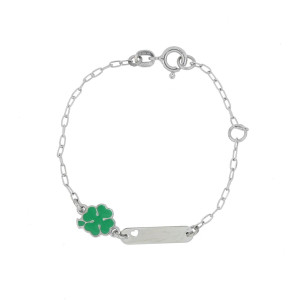 BRACCIALE BABY CM 13 CON QUADRIFOGLIO IN ARGENTO 925