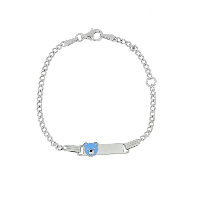 BRACCIALE BABY CM 11 CON ORSETTO AZZURRO IN ARGENTO 925
